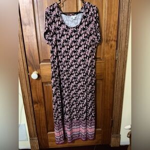 Floral Black and Pink Maxi Dress